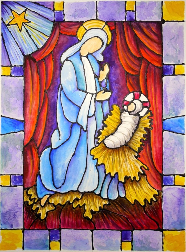 Level IV-Lesson 8: The Stained Glass Nativity Window (Online Art Lessons for Kids | ArtAchieve)