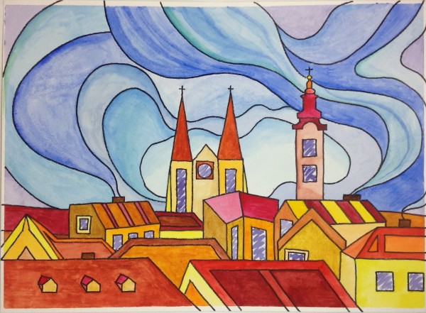 Level IV-Lesson 9: The Rooftops of Zagreb (Online Art Lessons for Kids | ArtAchieve)